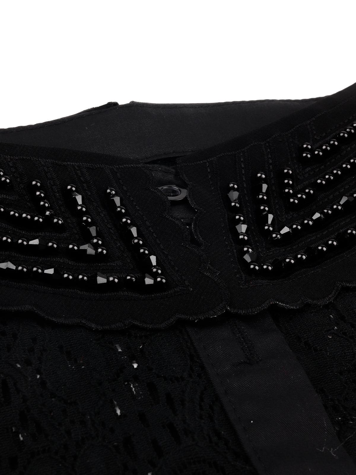 Black lace detachable collar - Odette