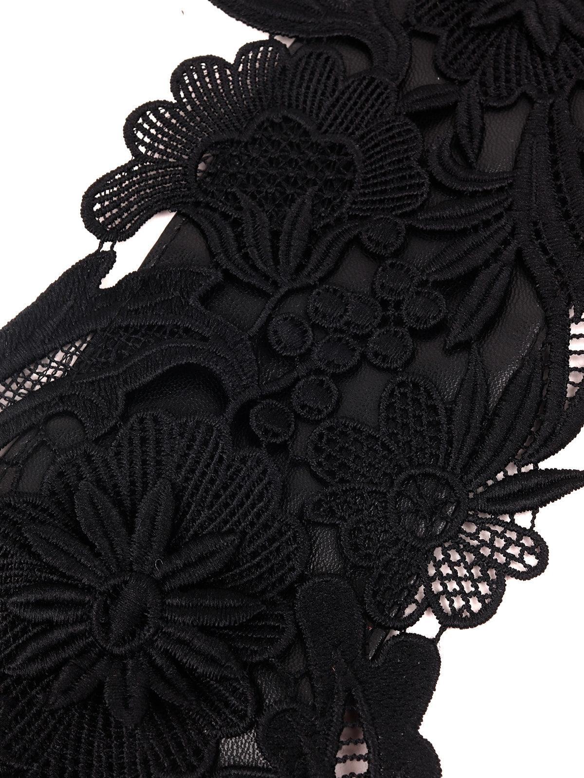 Black Lace Floral Sensual Belt - Odette