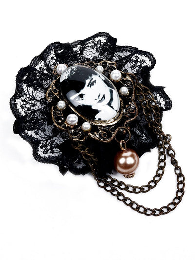 Black Lace Picture Themed Elegant Brooch - Odette