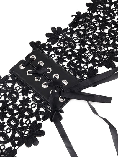 Black Lace-Up Belt - Odette