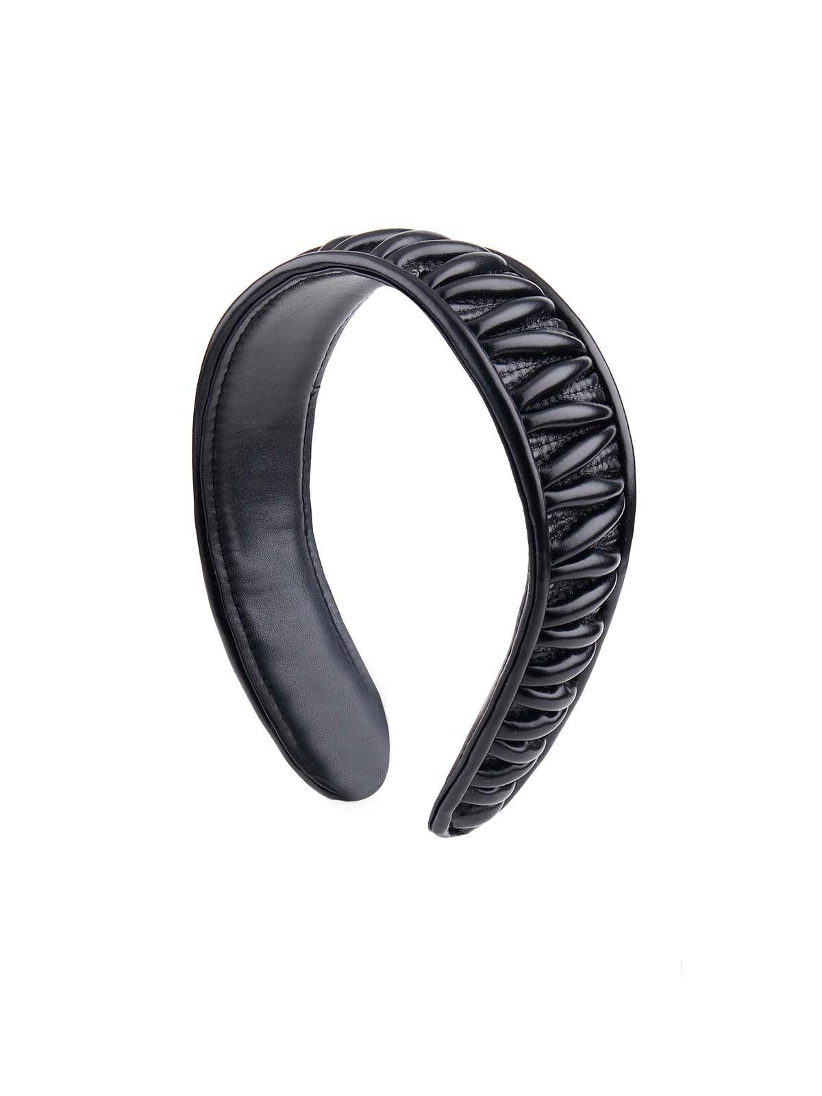 Black leatherette textured hairband - Odette