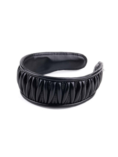 Black leatherette textured hairband - Odette