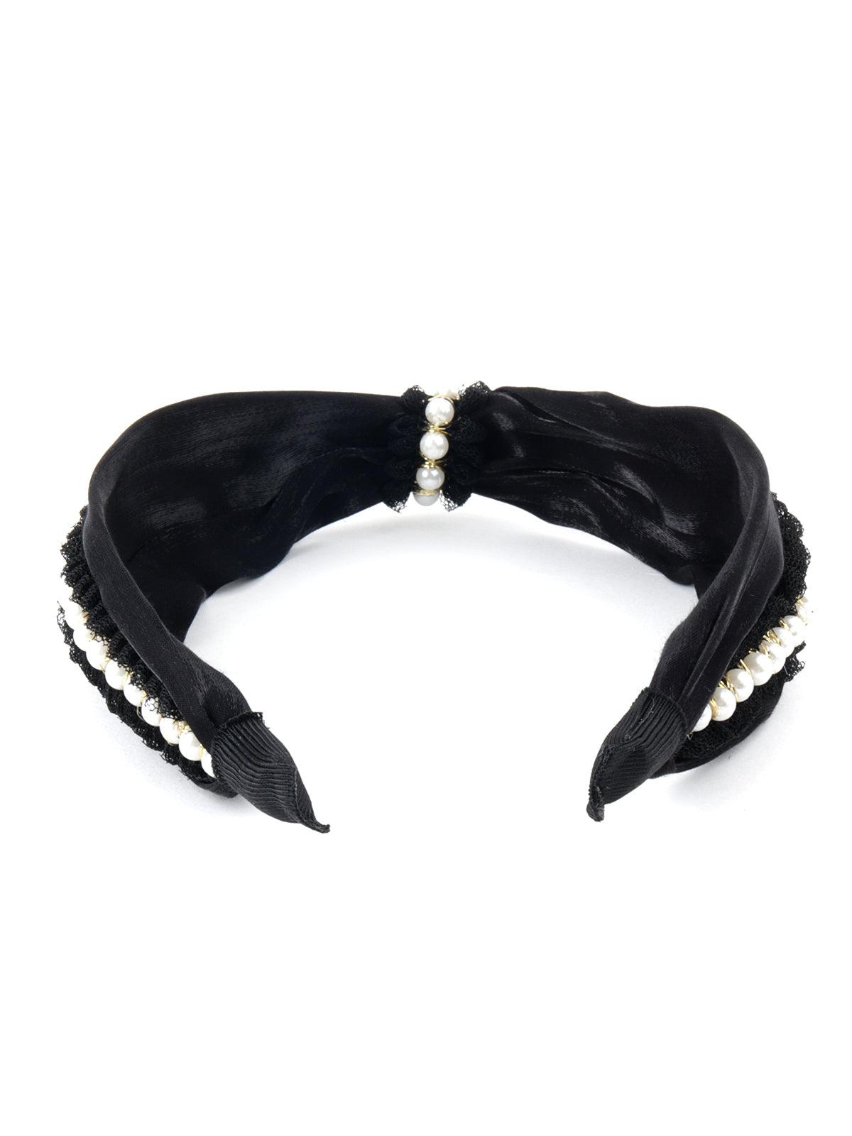Black Ornate Pearl Hairband - Odette