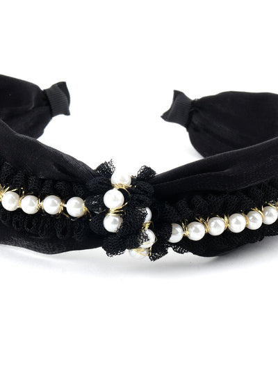 Black Ornate Pearl Hairband - Odette