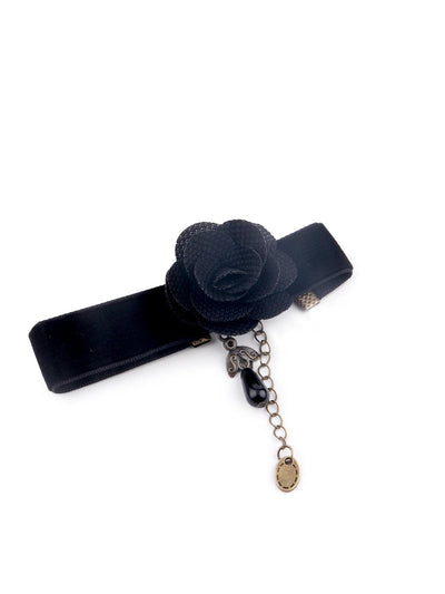 Black rose embellished anklet - Odette