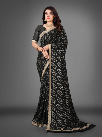 BLACK SEQUINS SASSY SAREE - Odette