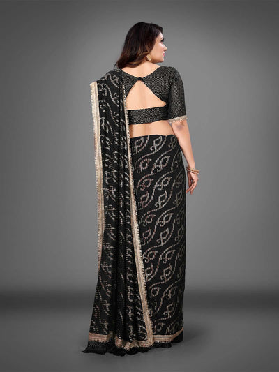 BLACK SEQUINS SASSY SAREE - Odette