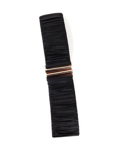 Black Stylish Pleated Belt - Odette
