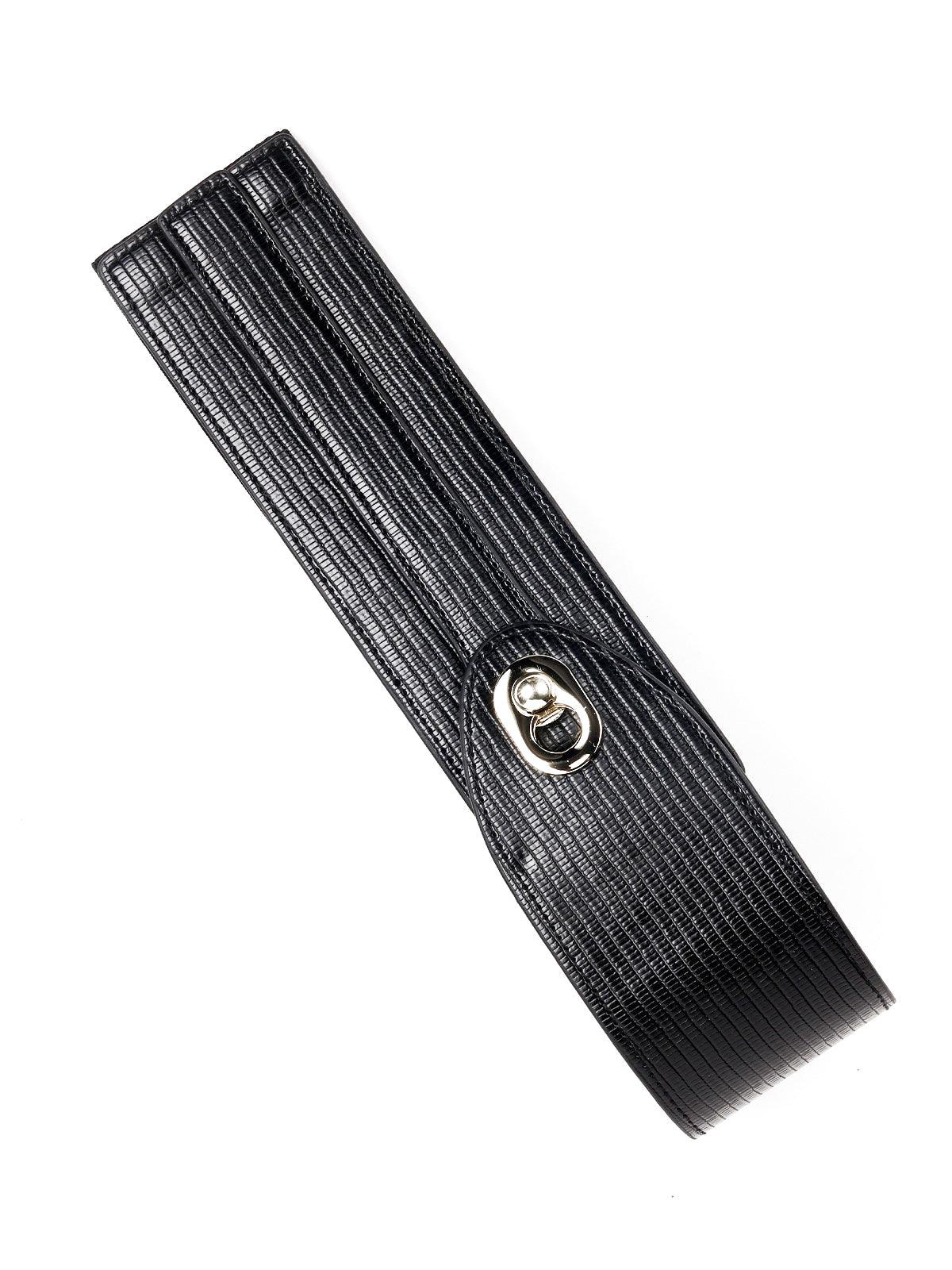 Black Textured Elastic Waist Belt - Odette