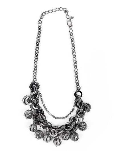 Black Tone Double Layered Necklace - Odette