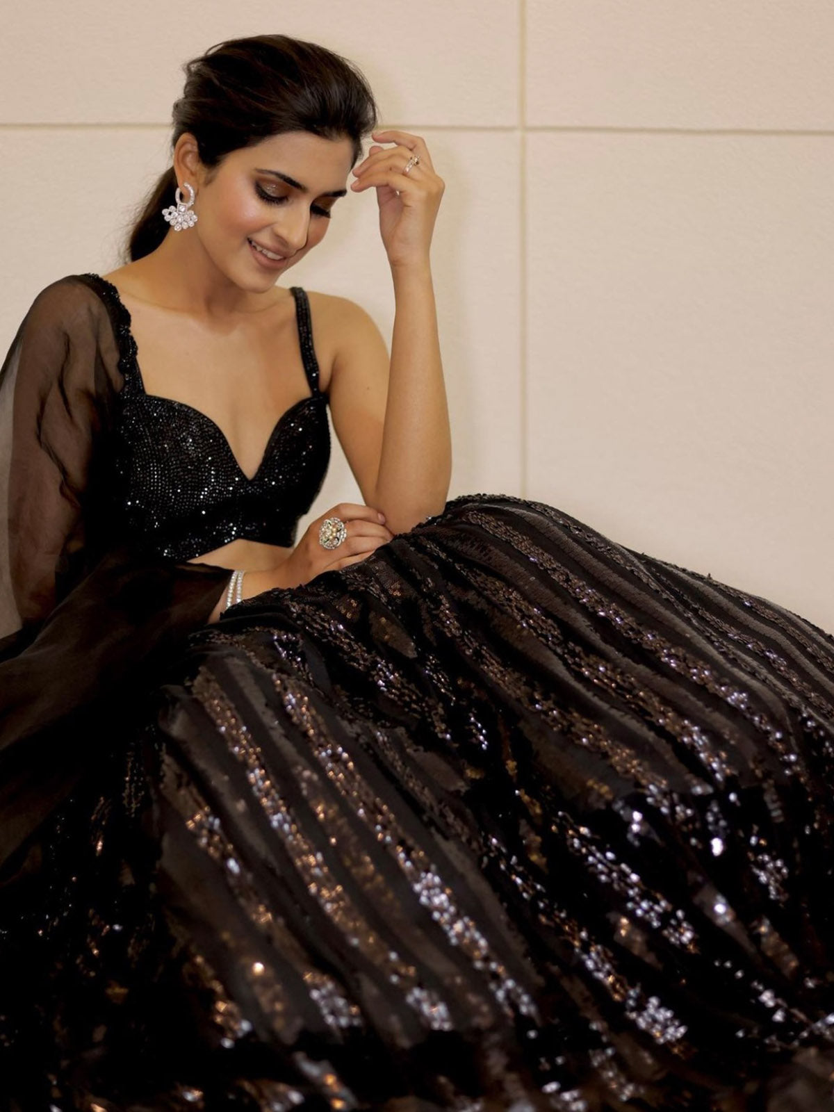 Buy Black Sequin Embroidery Lehenga Online in USA with Embroidered Belt –  Pure Elegance