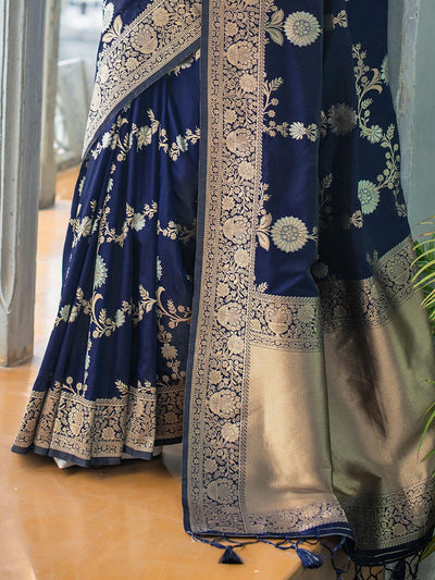 Blue Banarasi Silk Exclusive Wevon  Designer Saree - Odette