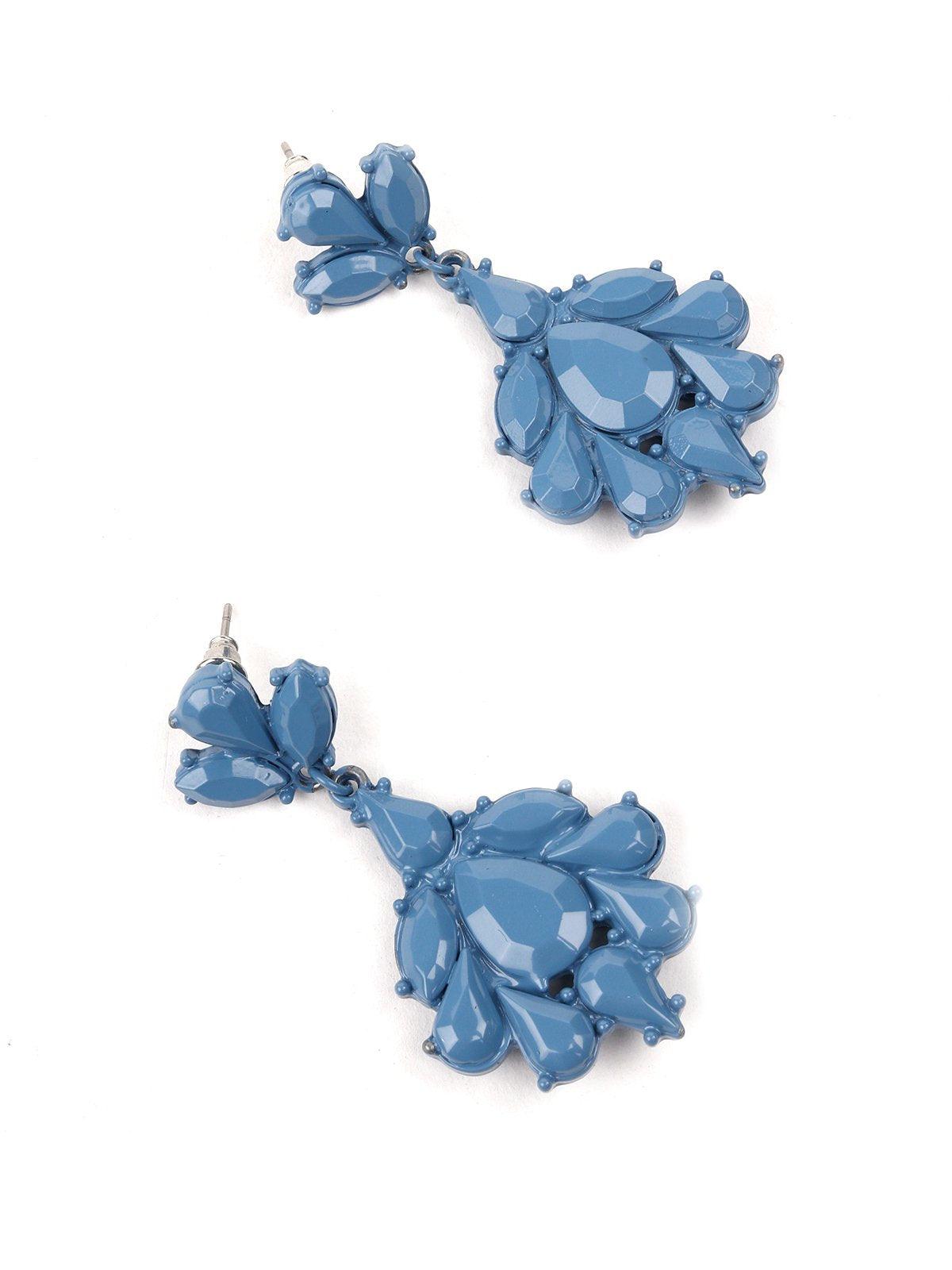 Blue chandelier tear drop earrings - Odette