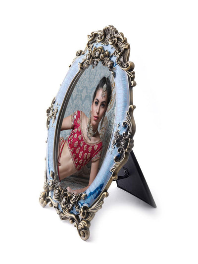 Blue classical oval shapped photoframe - Odette