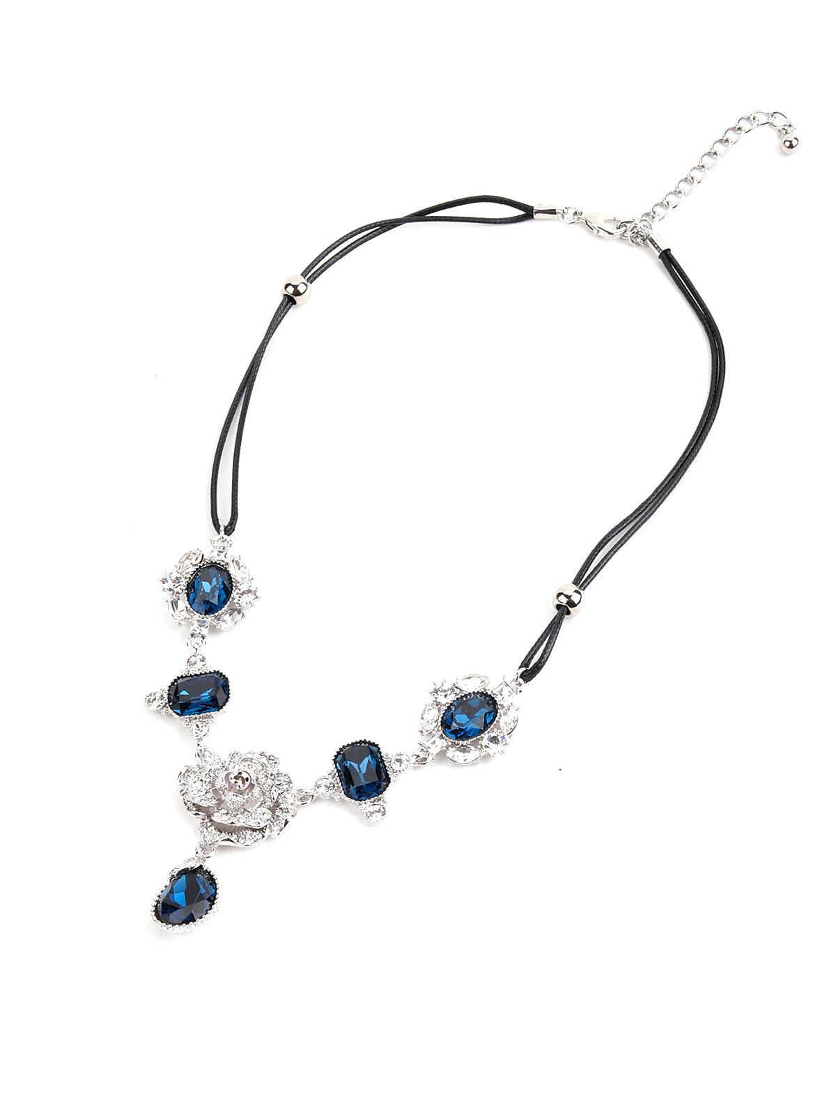 Blue-coloured collar necklace - Odette