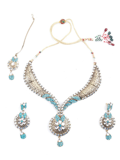 Blue Crystal Necklace Set - Odette