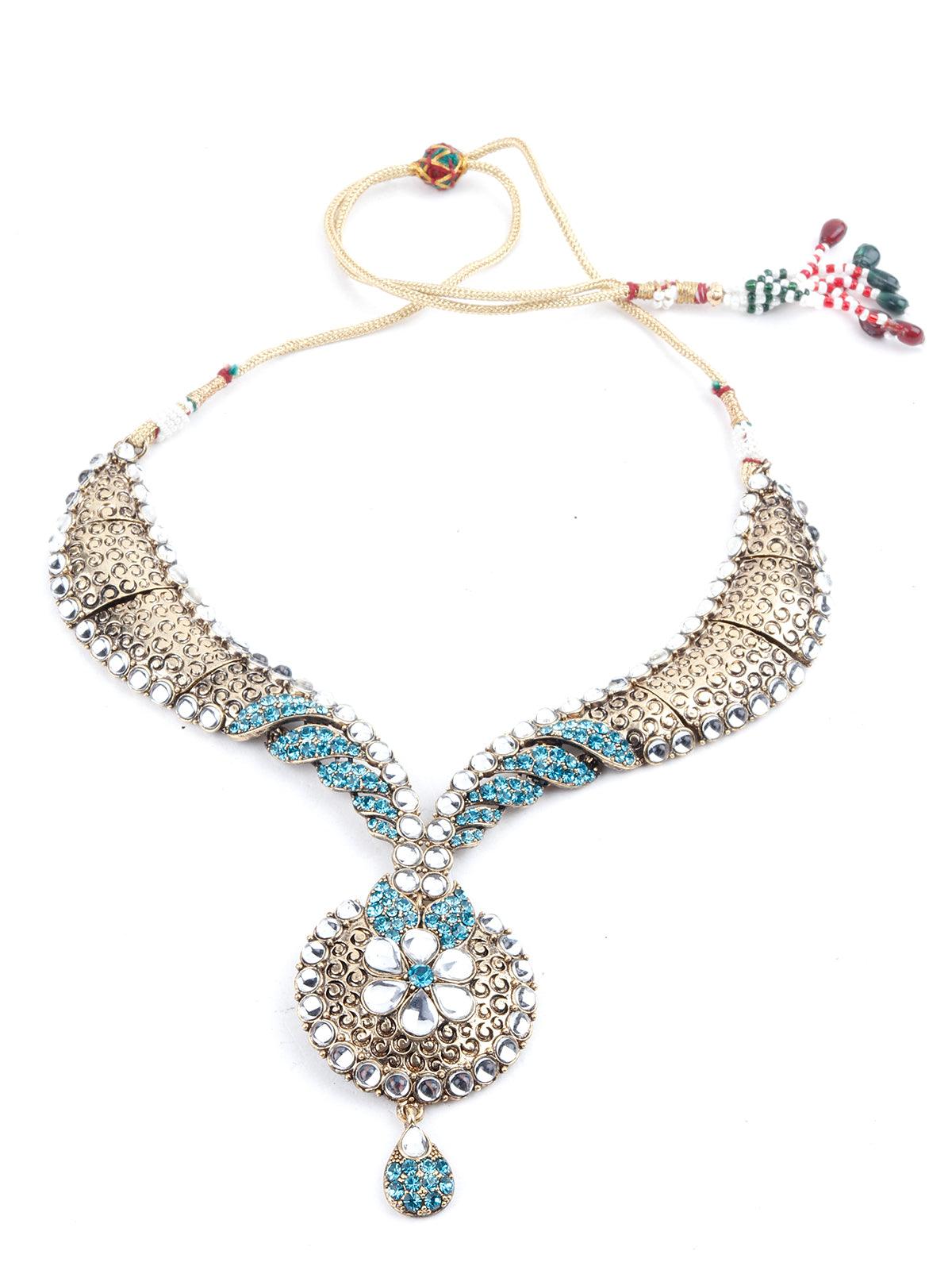 Blue Crystal Necklace Set - Odette