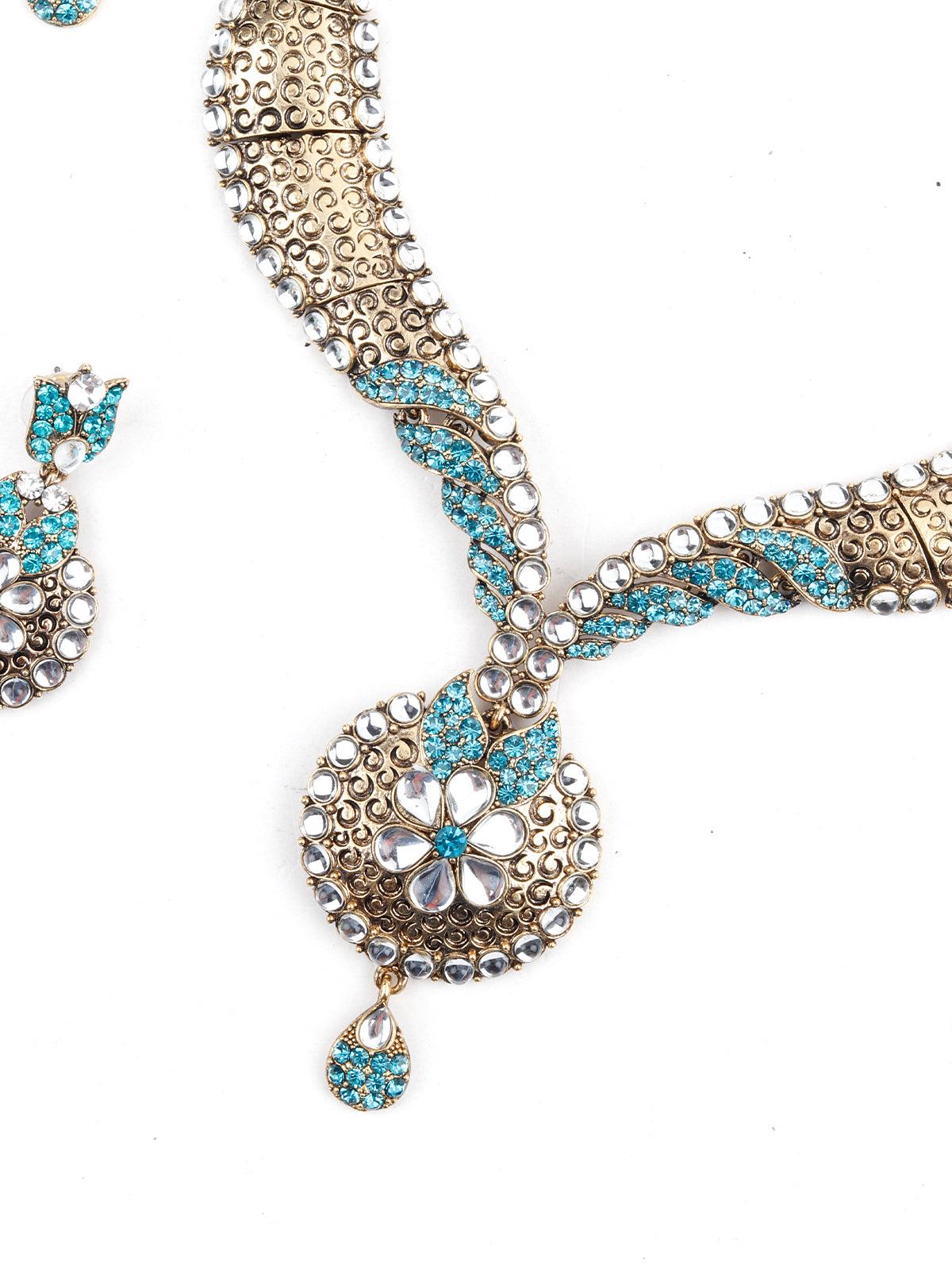 Blue Crystal Necklace Set - Odette