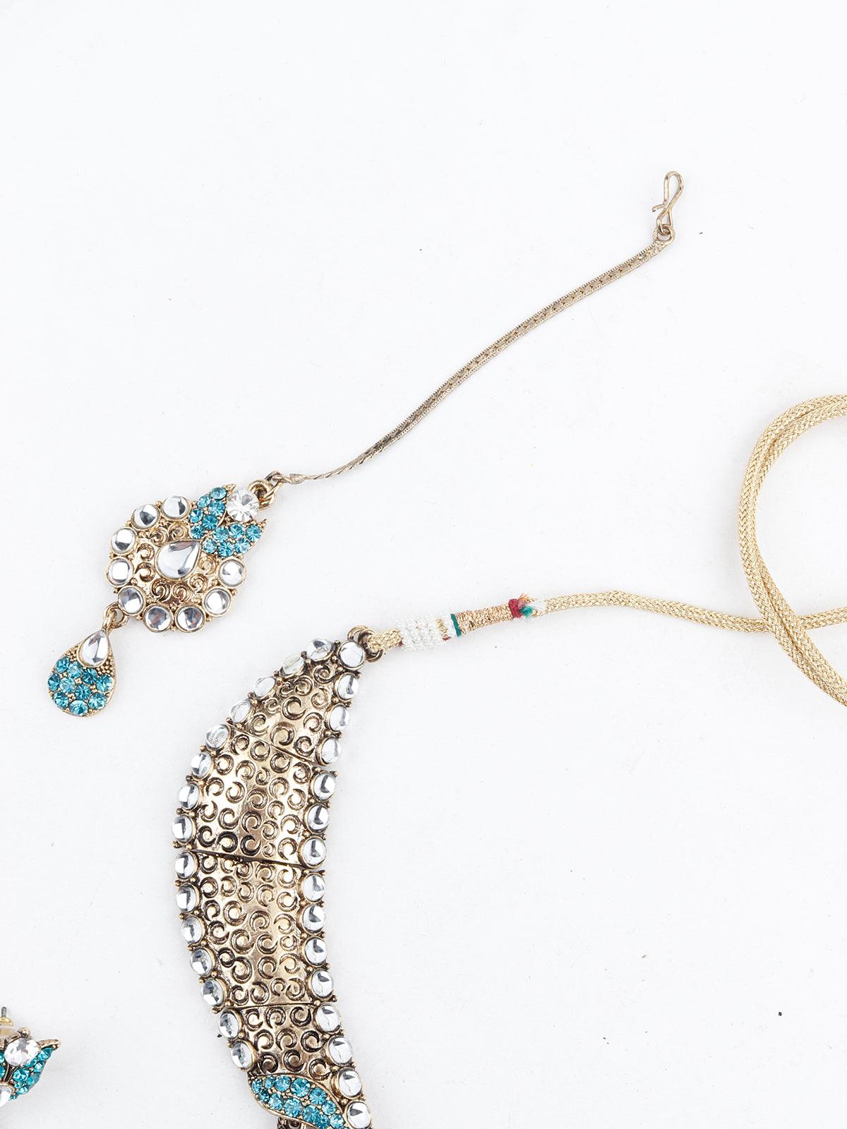 Blue Crystal Necklace Set - Odette