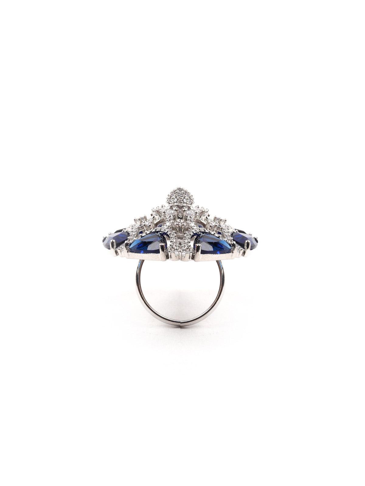 BLUE DIAMONDS EMBELLISHED RING - Odette