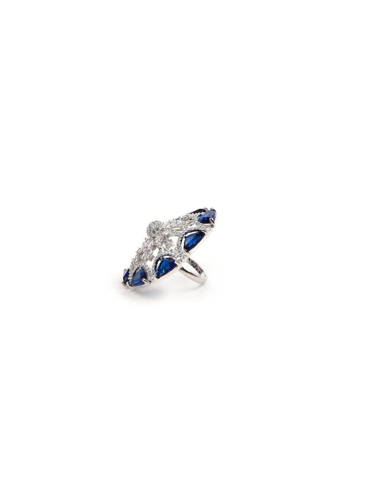 BLUE DIAMONDS EMBELLISHED RING - Odette