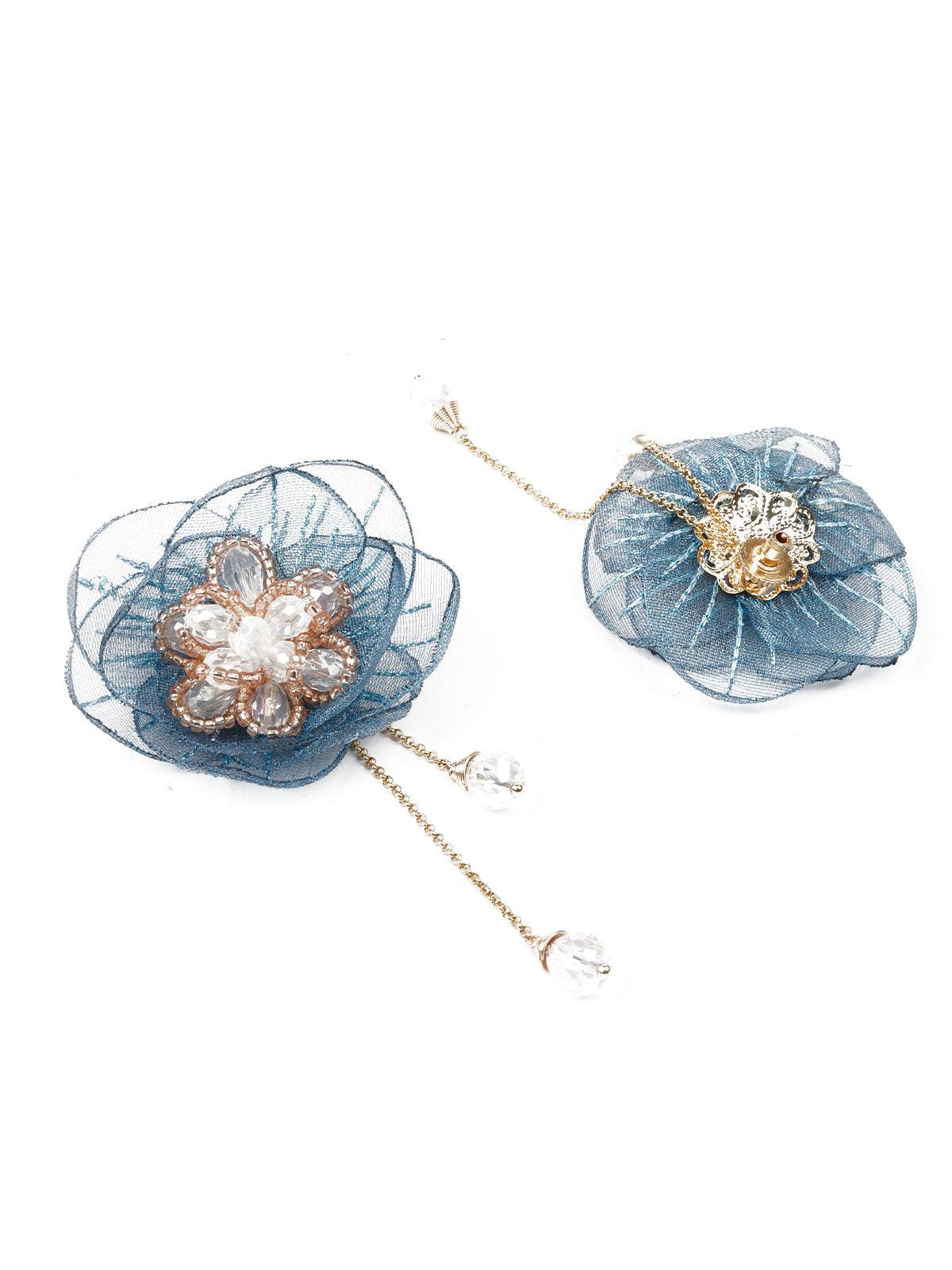 BLUE FLORAL STUD EARRING - Odette