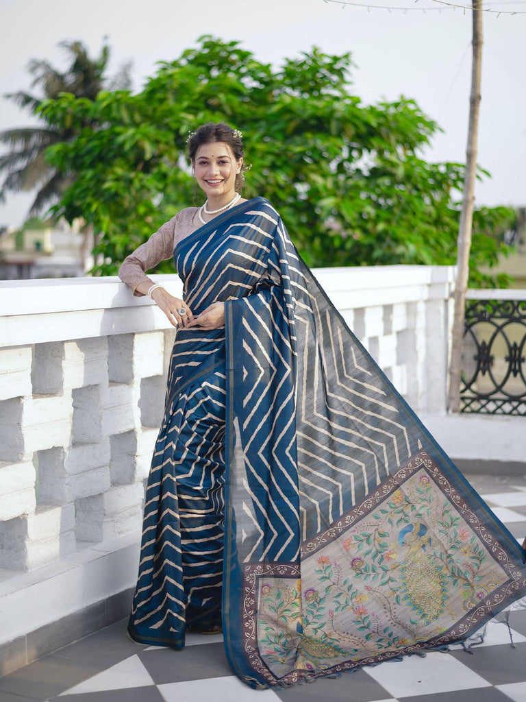 Buy blue cotton saree online on Karagiri | SALE SALE SALE