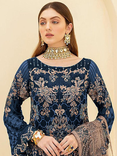 Blue Heavy Embroidered Women Salwas Suit Set - Odette