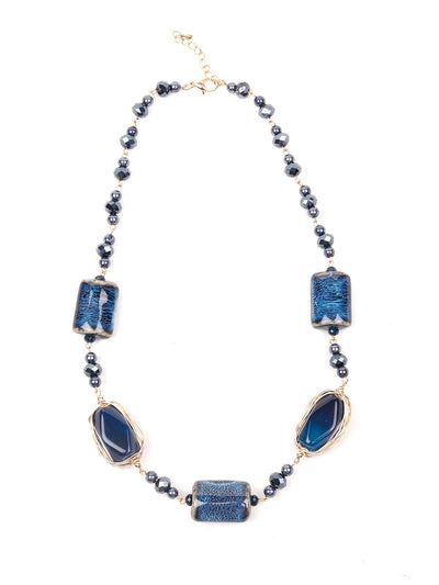Blue Hue Boho Textured Necklace - Odette
