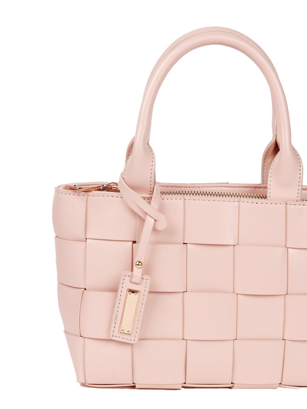 Blush pink basket designed sling bag - Odette