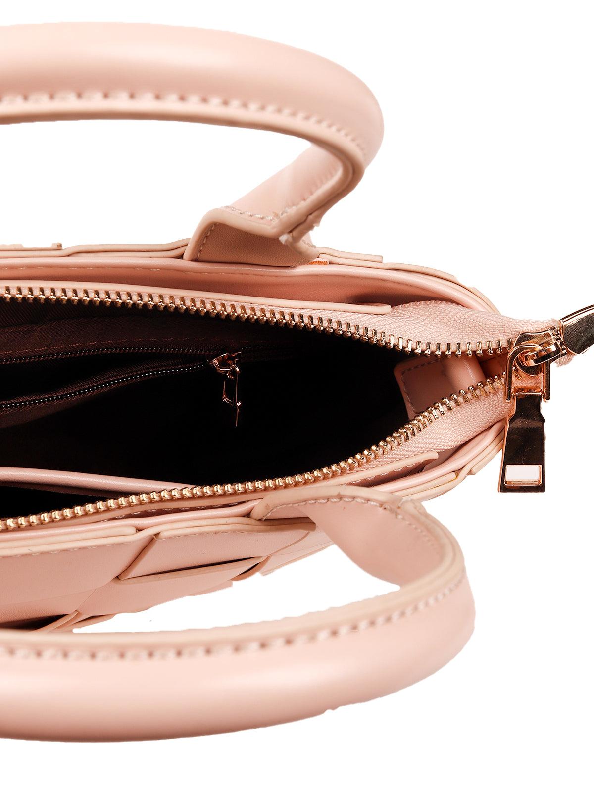 Blush pink basket designed sling bag - Odette