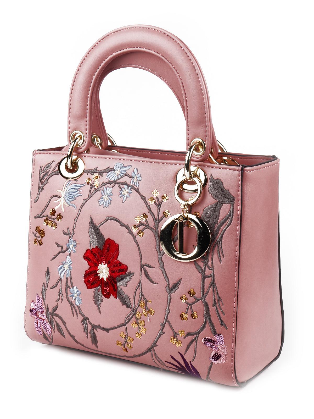 Blush pink floral satchel bag for women - Odette
