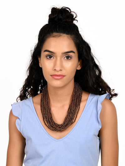 Boho brown styled layered necklace for women - Odette