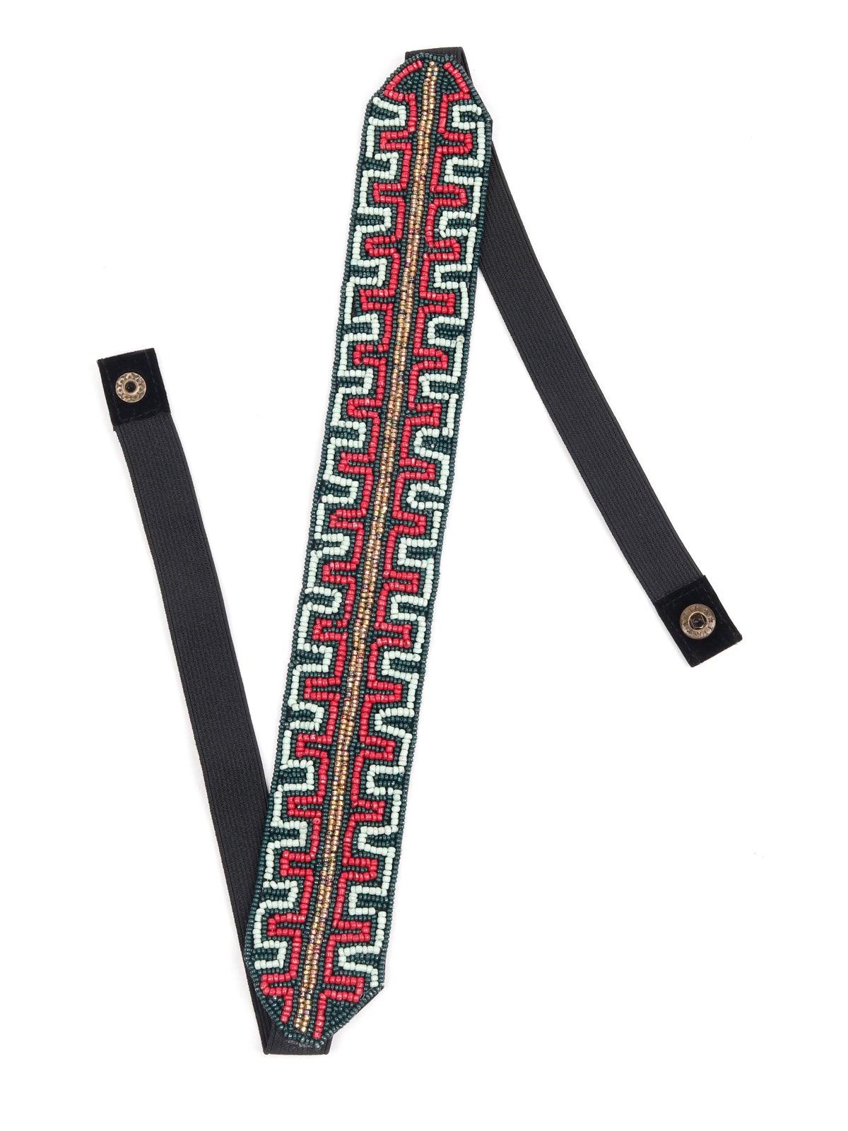 Boho style beaded belt (Red) - Odette