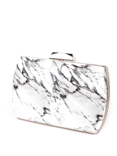 Box structured white Marble printed sling bag for women - Odette