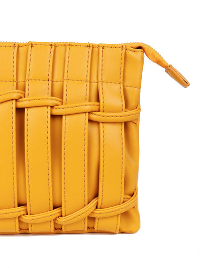 Bright mustard yellow textured sling bag - Odette