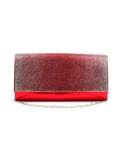 Bright red shimmering sling bag for women - Odette