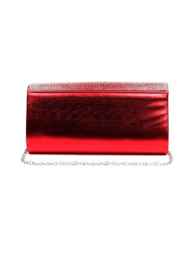 Bright red shimmering sling bag for women - Odette