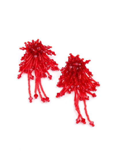Bright red stunning statement earrings - Odette