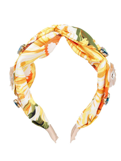 Bright Yellow Printed Summer Hairband - Odette