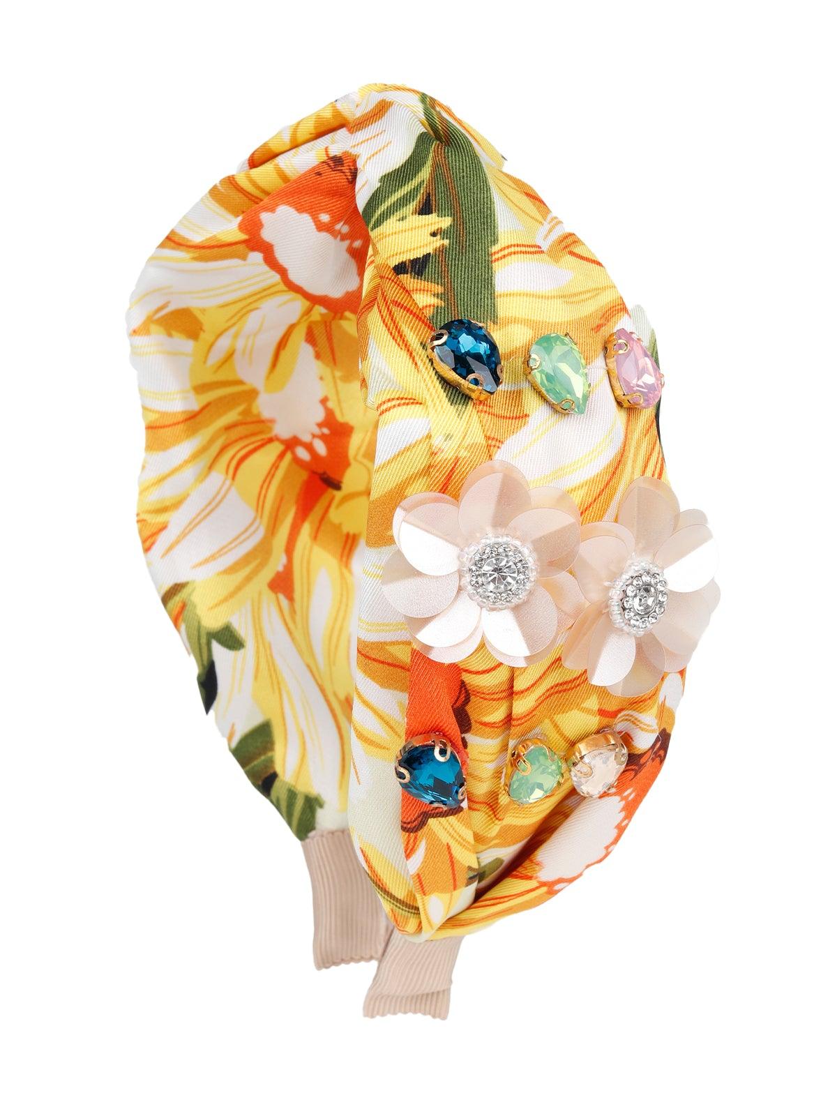 Bright Yellow Printed Summer Hairband - Odette