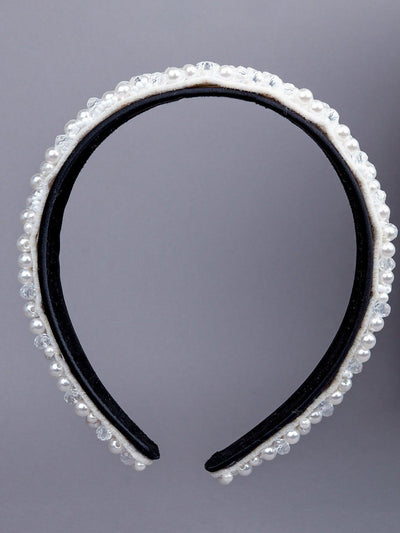 Broad Pearl-Embellished Hairband - Odette