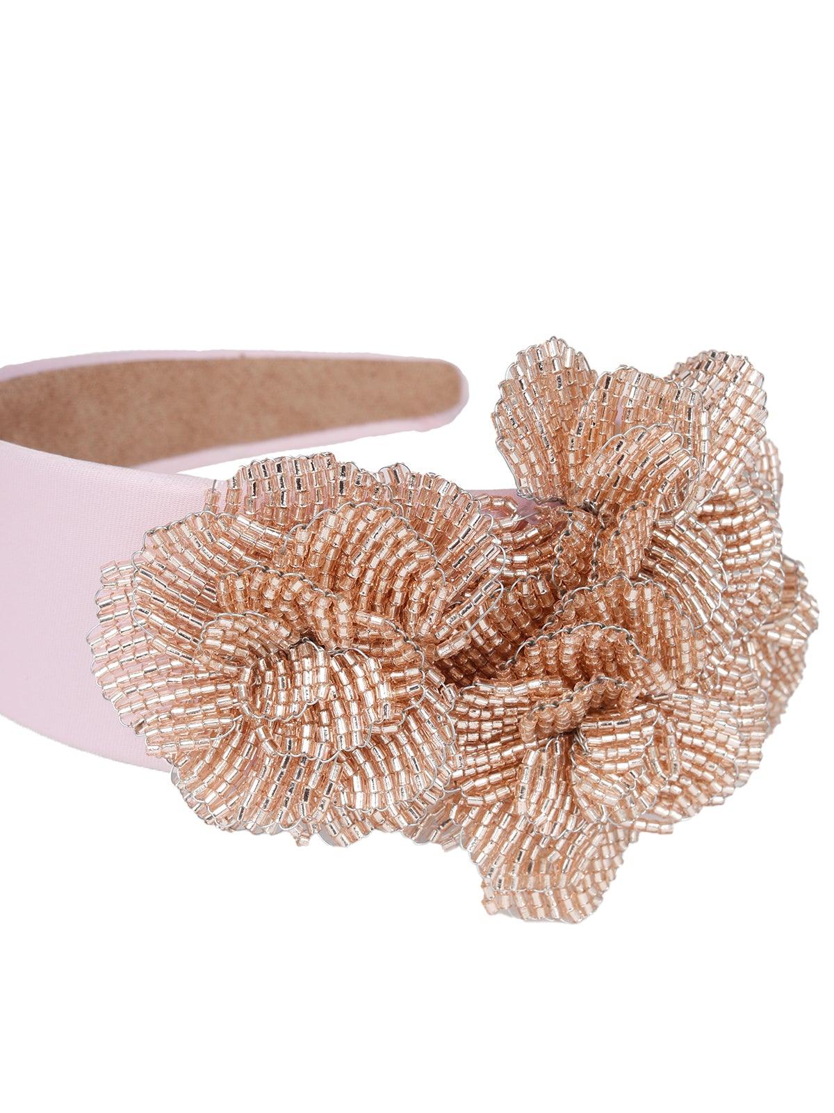 Brooch Hairband With Beads -Pink - Odette