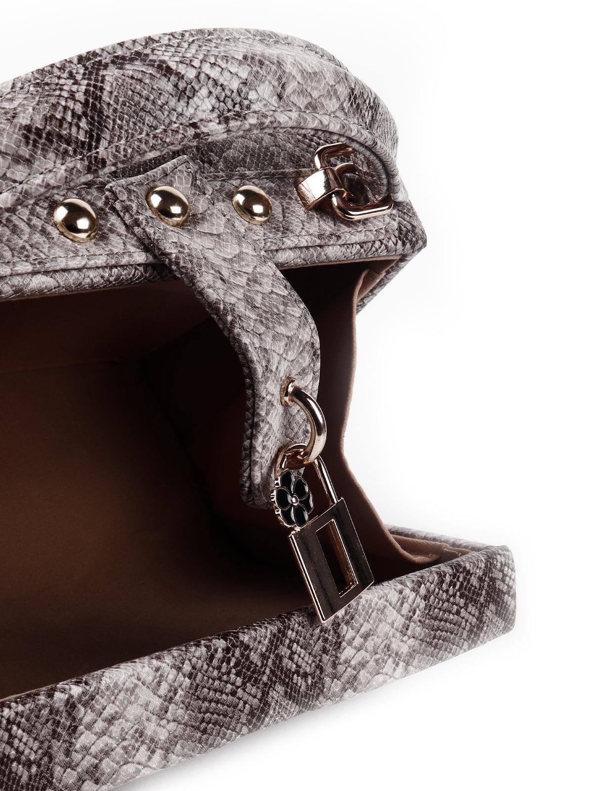Brown animal print box sling bag for women - Odette