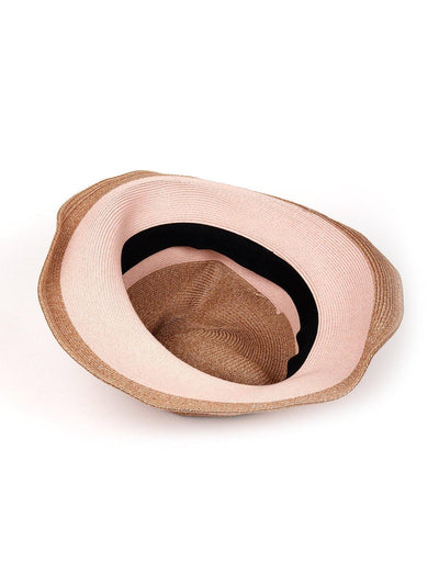 Brown-Dust Pink Chic Woven Hat - Odette