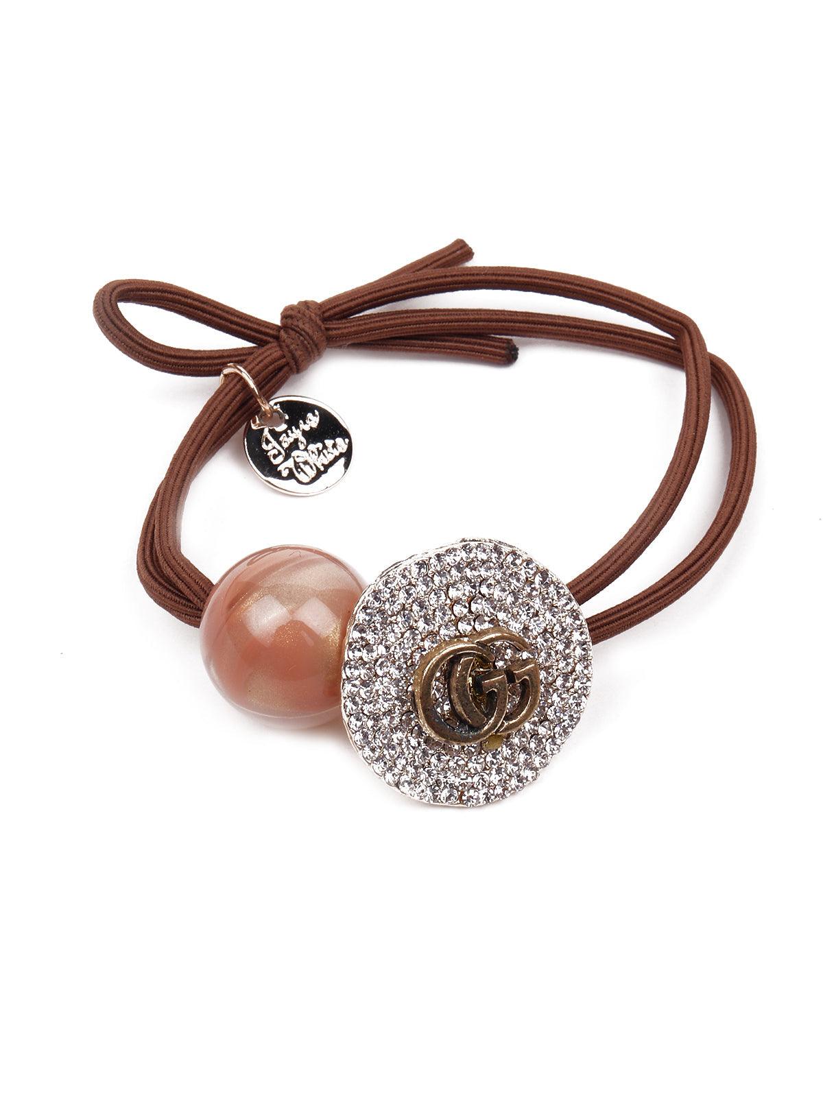 Brown Gorgeous charms embellished pair of hair -ties - Odette