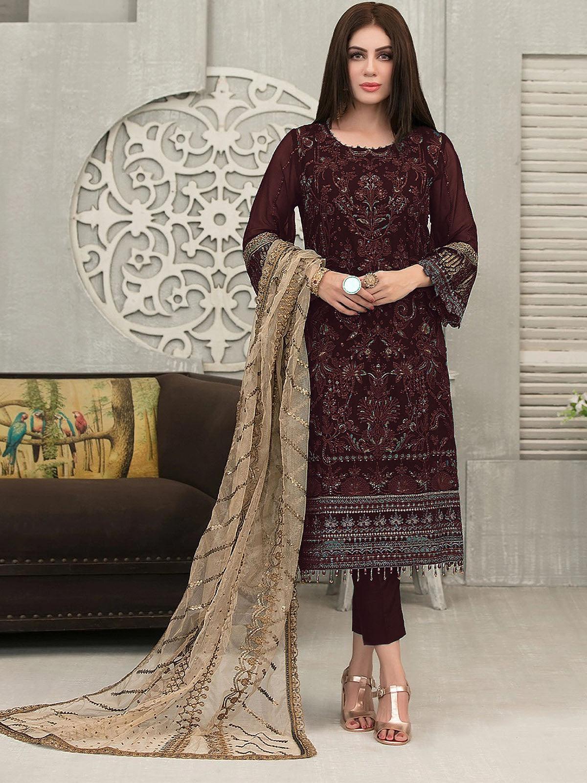 Shop DIgital Printed Silk Suit Set 3570 Online - Women Plus