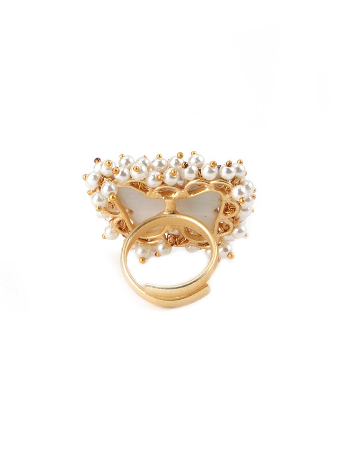 Butterfly Shape White Luscious Ring - Odette