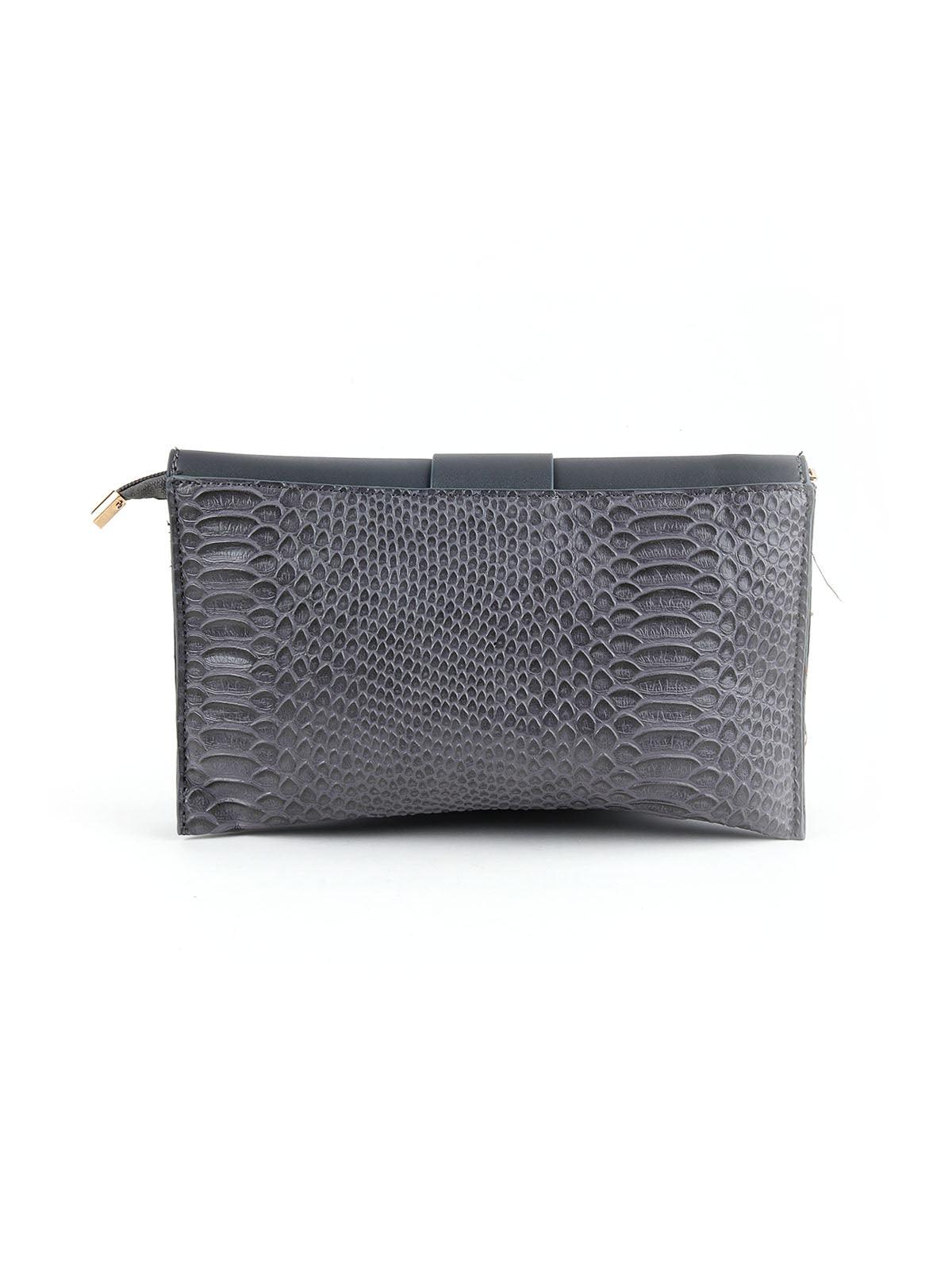 Cadet Grey Textured Envelope Handbag - Odette