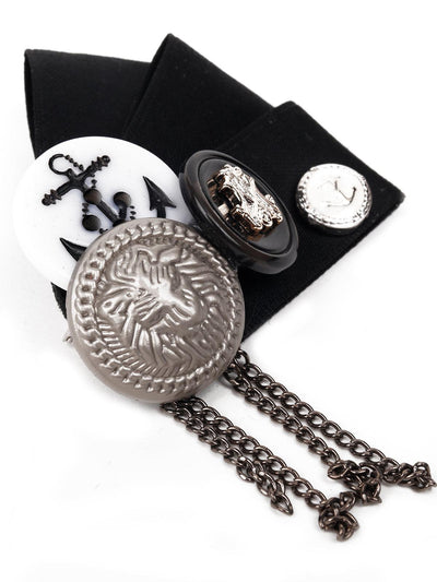 Charms embellished black brooch - Odette